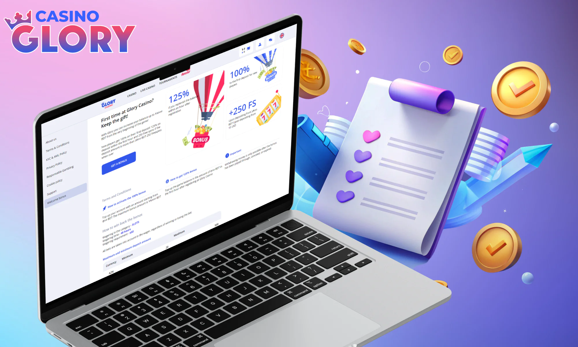 Bangladeş'teki Glory Casino Bonusları için bahis gereksinimleri